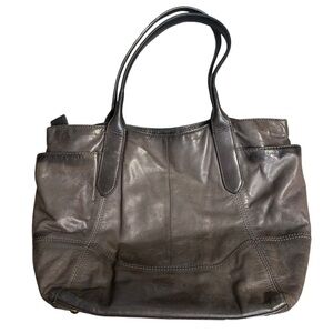 Frye purse leather shoulder bag gray Paige tote